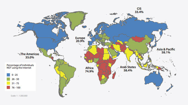 mapa mundial acceso a Internet